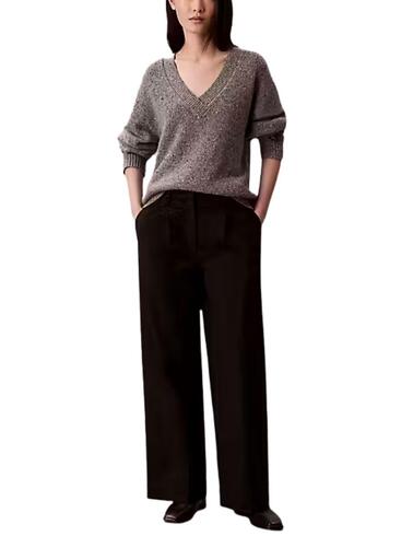 Jersey Calvin Klein jersey cuello pico mujer gris