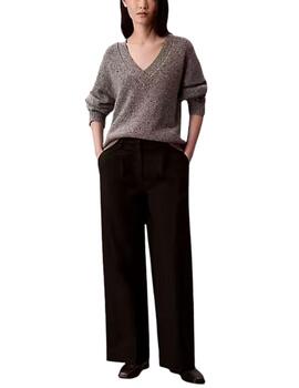 Jersey Calvin Klein jersey cuello pico mujer gris