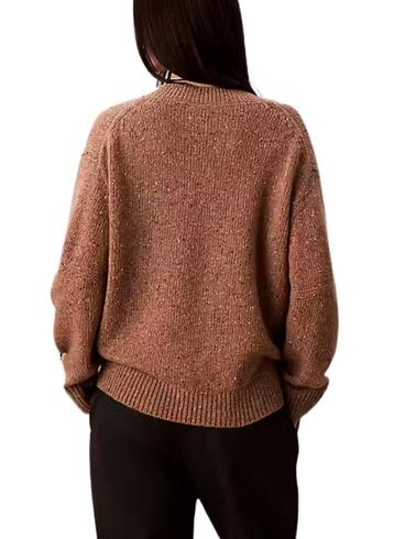 Jersey Calvin Klein de lana con cuello pico camel para mujer