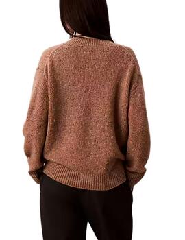 Jersey Calvin Klein de lana con cuello pico camel para mujer