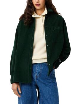 Sobrecamisa Lacoste oversize de pana verde de  mujer