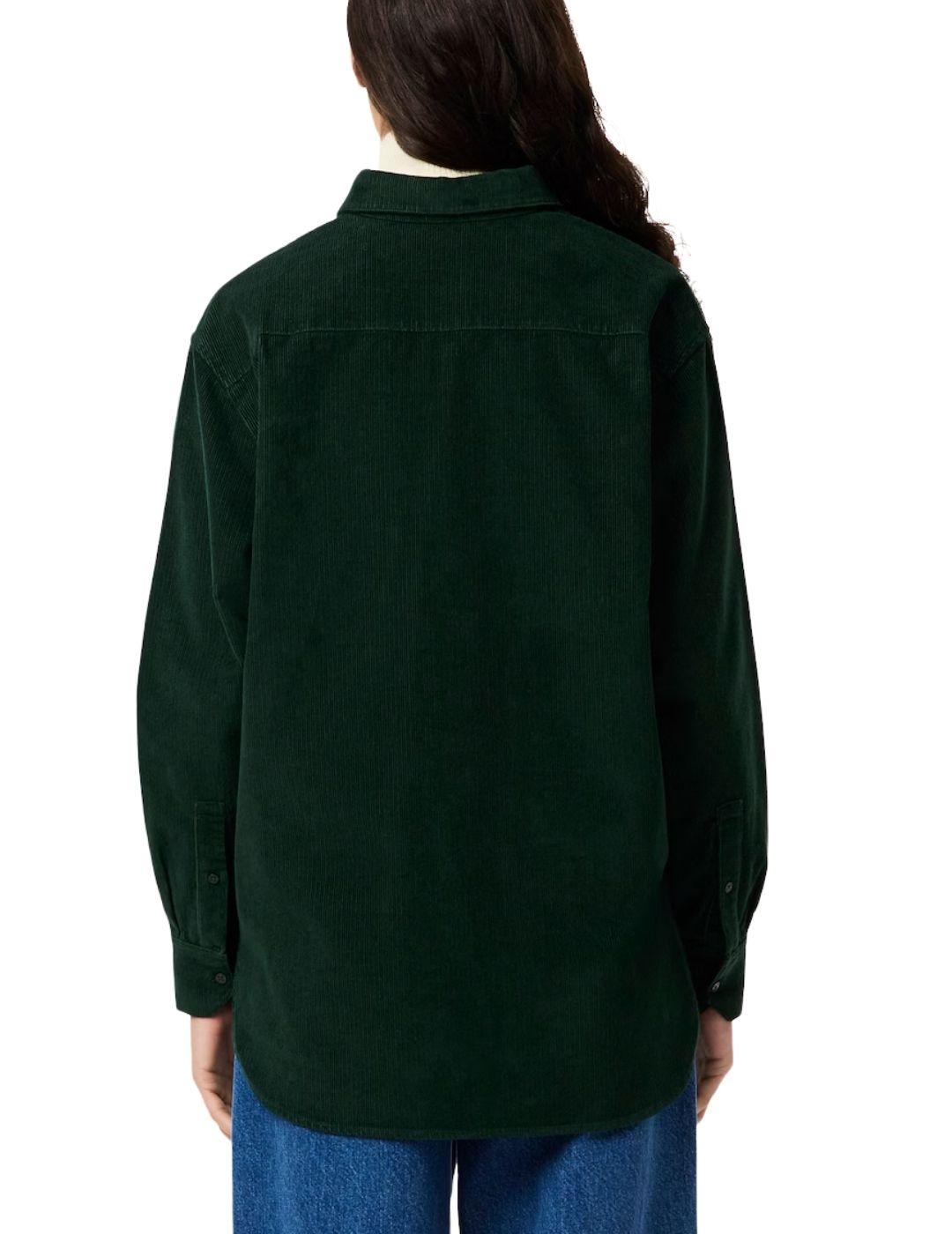 Sobrecamisa Lacoste oversize de pana verde de  mujer