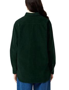 Sobrecamisa Lacoste oversize de pana verde de  mujer