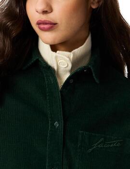 Sobrecamisa Lacoste oversize de pana verde de  mujer