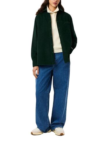 Sobrecamisa Lacoste oversize de pana verde de  mujer