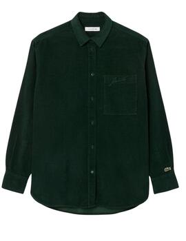 Sobrecamisa Lacoste oversize de pana verde de  mujer