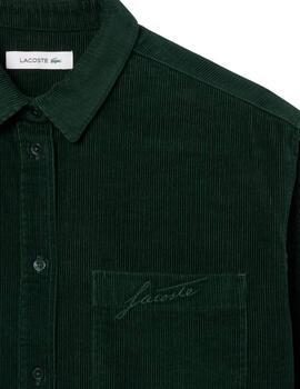Sobrecamisa Lacoste oversize de pana verde de  mujer