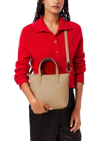 Bolso Lacoste mini tote Anna en beige para mujer