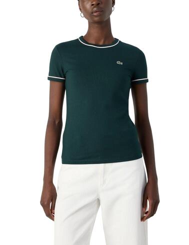 Lacoste camiseta m/c cuello redondo verde mujer