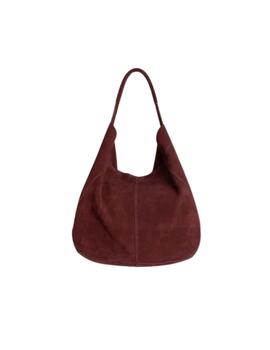 Bolso Tote Indi & Cold de serraje en burdeos para mujer