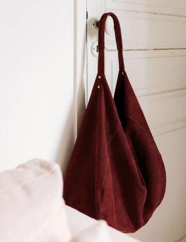 Bolso Tote Indi & Cold de serraje en burdeos para mujer