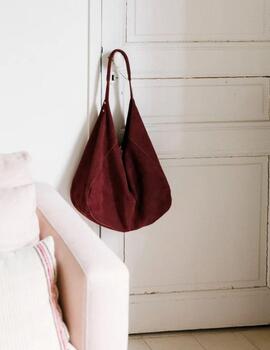 Bolso Tote Indi & Cold de serraje en burdeos para mujer