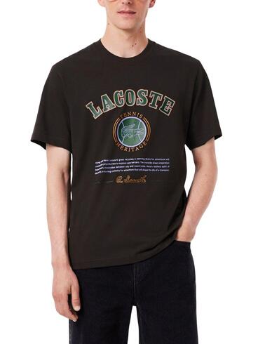Camiseta Lacoste de manga corta de algodón estampada de homb