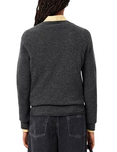 Jersey Lacoste de lana de  cuello redondo gris mujer