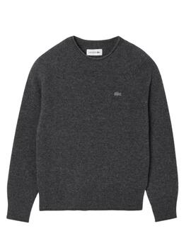 Jersey Lacoste de lana de  cuello redondo gris mujer