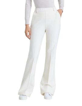 Pantalón Ragno crudo acampanado elástico de mujer