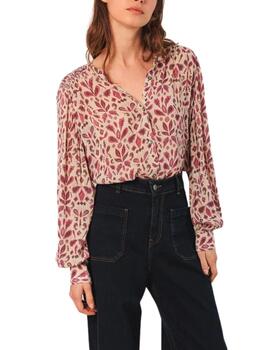 Camisa Indi & Cold con detalle smokk en viscosa con estampad