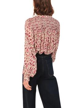 Camisa Indi & Cold con detalle smokk en viscosa con estampad