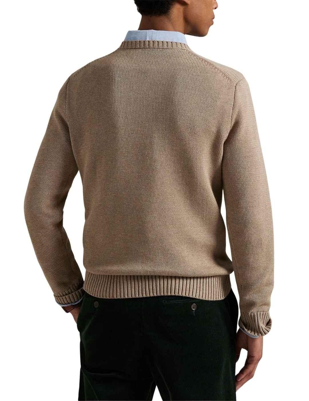 Jersey Polo Ralph Lauren de algodón con cuello redondo beige