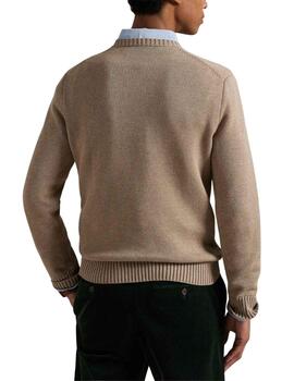 Jersey Polo Ralph Lauren de algodón con cuello redondo beige