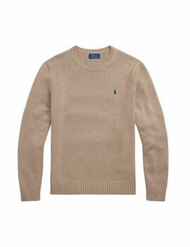Jersey Polo Ralph Lauren de algodón con cuello redondo beige