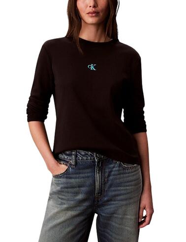Camiseta Calvin Klein de manga larga negra de mujer