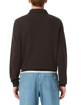 Sudadera Lacoste con cuello polo de canalé de hombre marrón