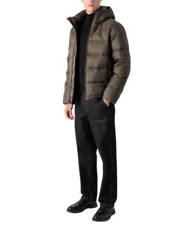 Chaqueta Calvin Klein de plumas con capucha en marrón