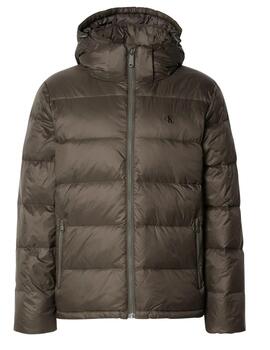 Chaqueta Calvin Klein de plumas con capucha en marrón