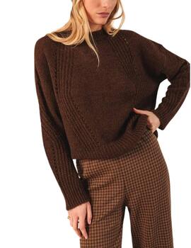 Jersey Indi & Cold de lana desagujados chocolate de mujer