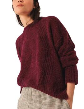 Jersey Indi & Cold de lana desagujados berenjena de mujer