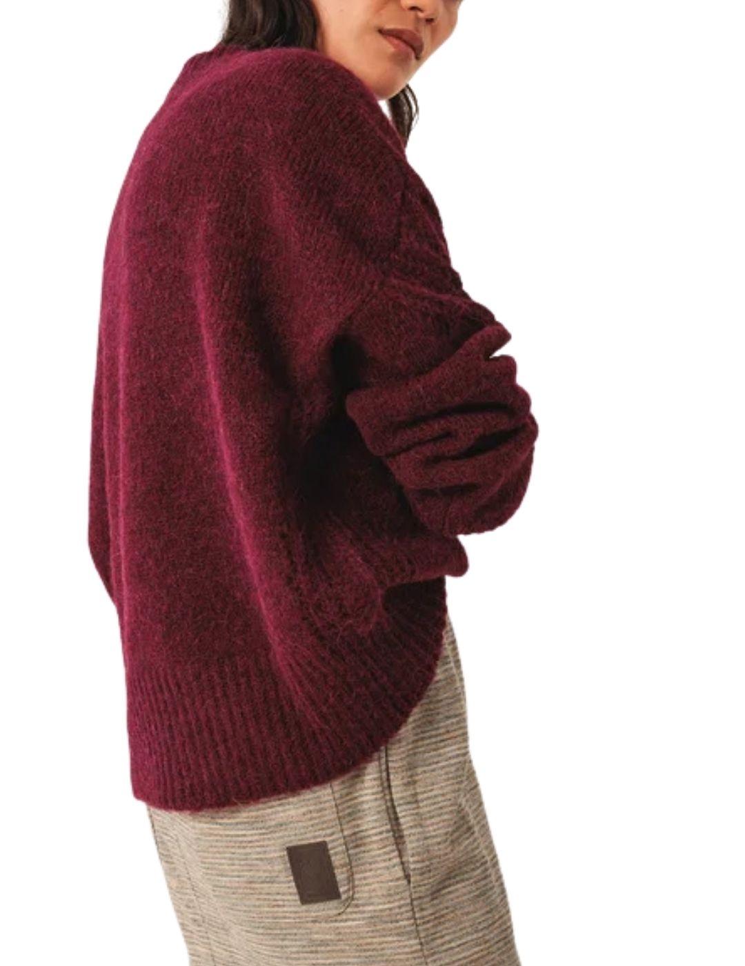 Jersey Indi & Cold de lana desagujados berenjena de mujer