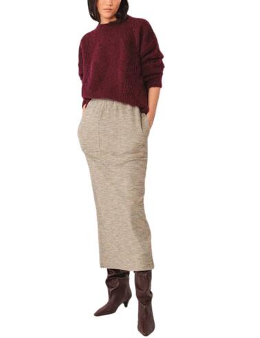 Jersey Indi & Cold de lana desagujados berenjena de mujer