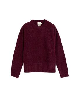 Jersey Indi & Cold de lana desagujados berenjena de mujer