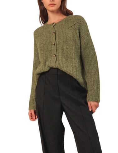 Chaqueta de punto Indi & Cold de botones verde de mujer