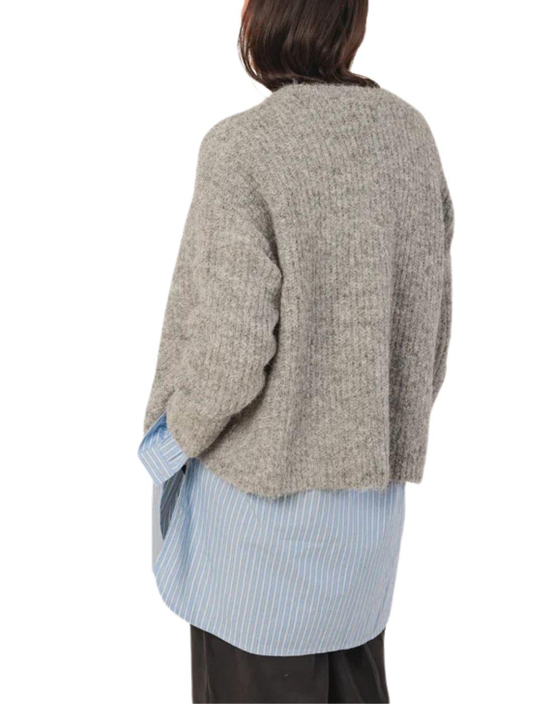 Chaqueta de punto Indi & Cold de botones gris de mujer
