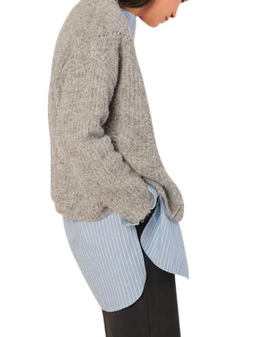 Chaqueta de punto Indi & Cold de botones gris de mujer