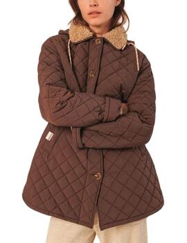 Abrigo acolchado Ind & Cold con capucha marron de mujer