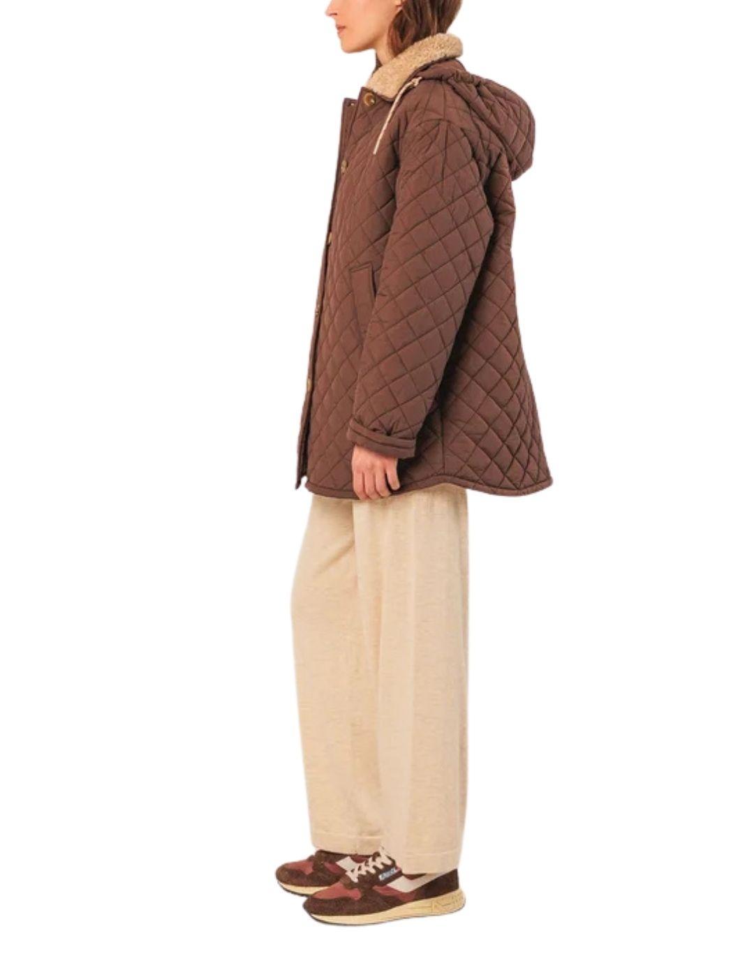 Abrigo acolchado Ind & Cold con capucha marron de mujer