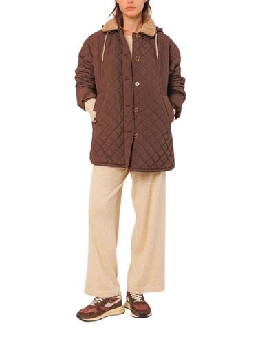 Abrigo acolchado Ind & Cold con capucha marron de mujer