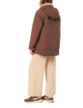 Abrigo acolchado Ind & Cold con capucha marron de mujer