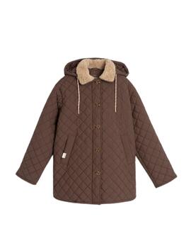 Abrigo acolchado Ind & Cold con capucha marron de mujer