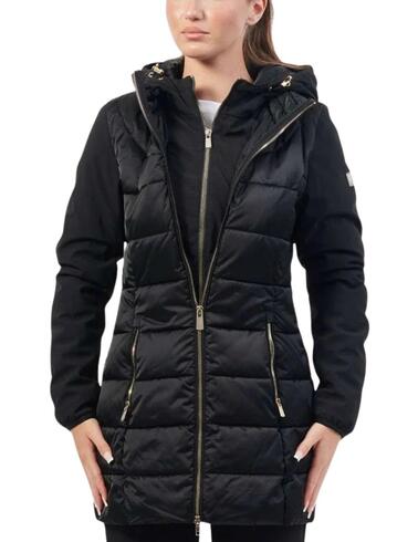 Abrigo Yes-Zee combinado con capucha en negro de mujer