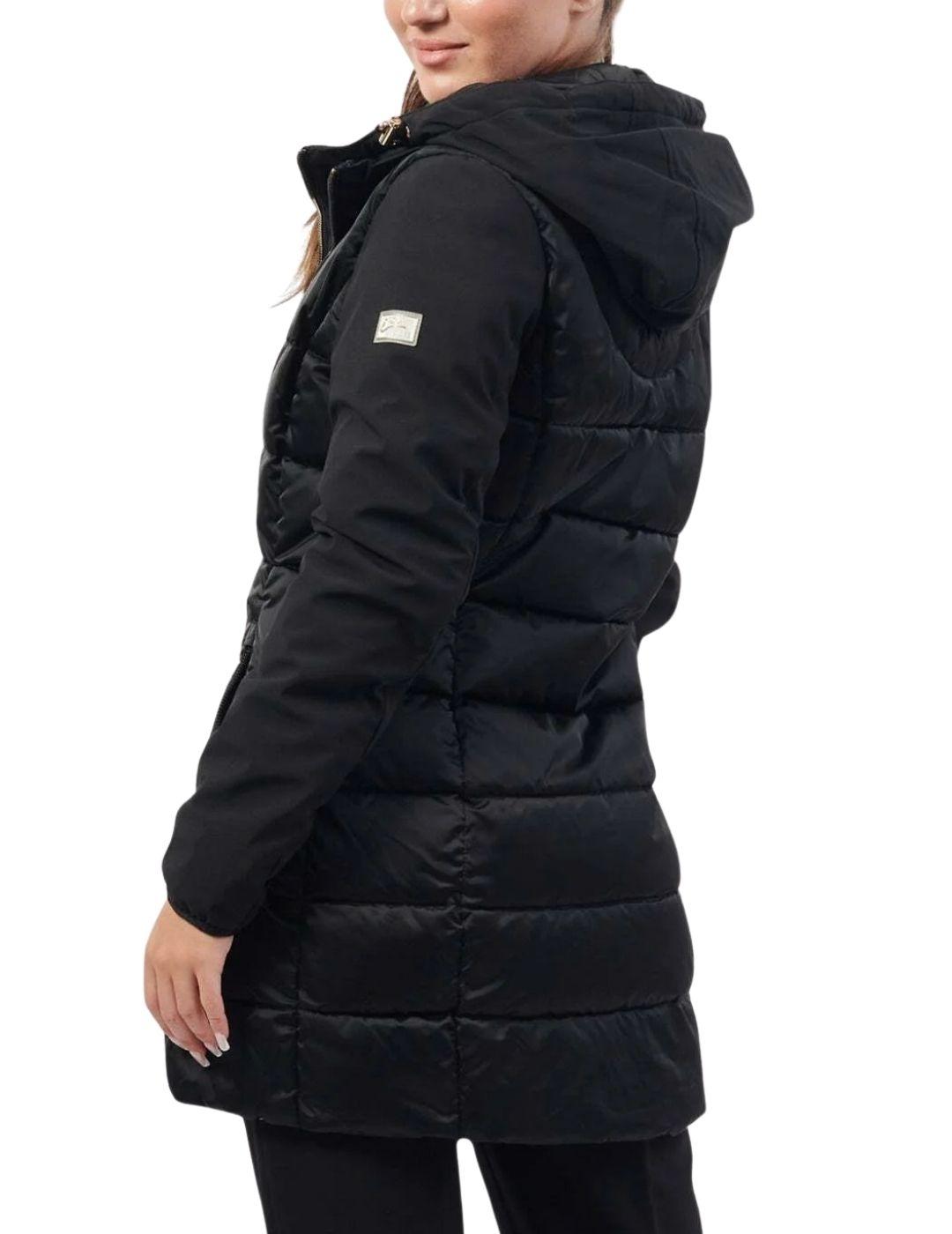 Abrigo Yes-Zee combinado con capucha en negro de mujer