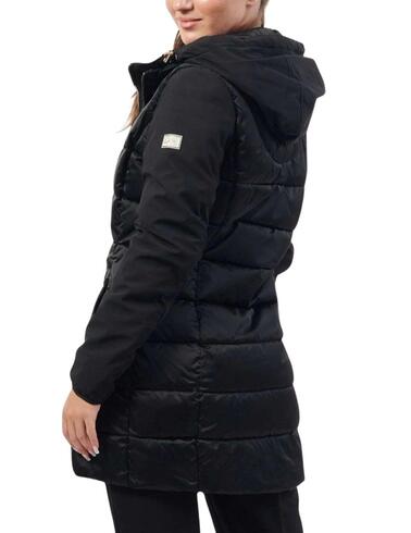 Abrigo Yes-Zee combinado con capucha en negro de mujer