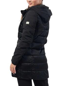 Abrigo Yes-Zee combinado con capucha en negro de mujer