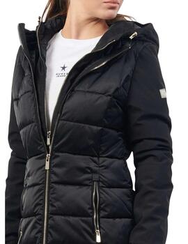 Abrigo Yes-Zee combinado con capucha en negro de mujer