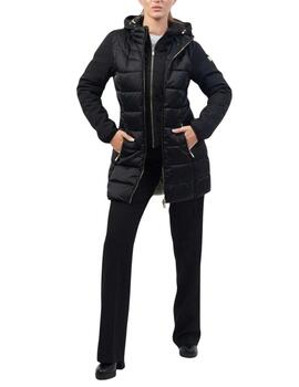 Abrigo Yes-Zee combinado con capucha en negro de mujer