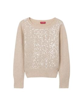 Jersey Lion of Porches con lentejuelas en beige de mujer