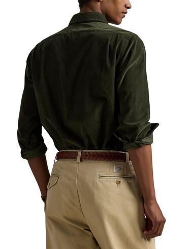 Camisa Polo Ralph Lauren de pana en verde para hombre